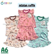 3Pcs CAINITO Baby Girl Set ((Ruffle Set)) Chest Buttons.