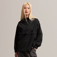 不可退換 /半開襟連帽衝鋒衣-烏黑