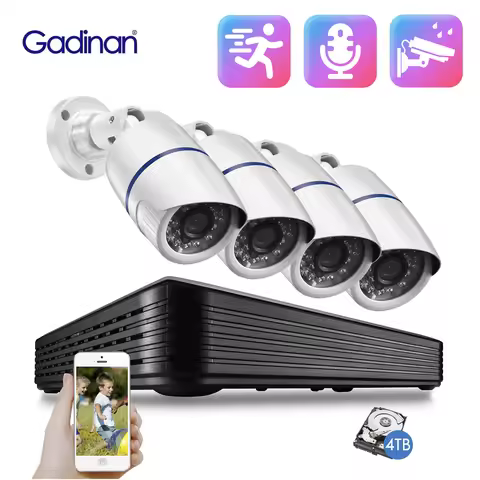Gadinan 3.6mm 5MP 4CH NVR Security Camera System Kit The Smart IR-Cut Night Vision POE Motion Detect