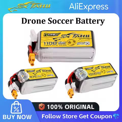 Tattu 200mm Drone Soccer Series Lipo Battery 4S 870/950/1000/1050/1100/1180/1300mAh 120C 150C XT30