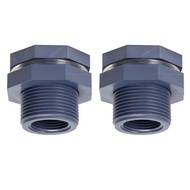 【SYH】3/4 Inch PVC Bulkhead Water Tank Connector Barbed Tubing for Thru-Bulk Pipe Fitting for Rain Ba