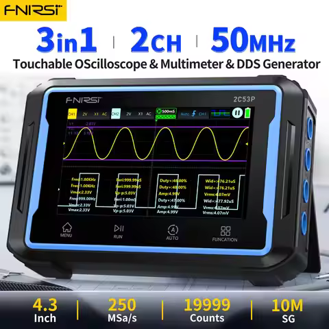 FNIRSI 2C53P Touch Screen Digital Oscilloscope+Multimeter+Signal Generator 3IN1 Dual Channel 50MHZ A