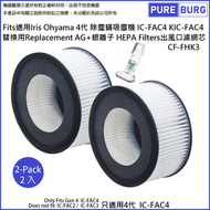 淨博 - 2入適用於 Iris Ohyama 4代IC-FAC4 KIC-FAC4除塵蟎吸塵機代用出風口銀離子AG+ HEPA 空氣濾網濾芯 CF-FHK3