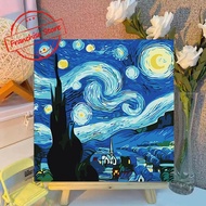 Digital Oil Paint By Numbers 20x 20cm Canvas Frame Starry Number DIY Digital Painting Oil Sky E8K5