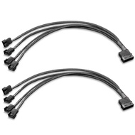 Molex to 3Pin / 4Pin Fan Adapter, Molex Fan Cable, 4Pin Molex (Actual 2-Pin) to 4 x Fan Splitter Cab