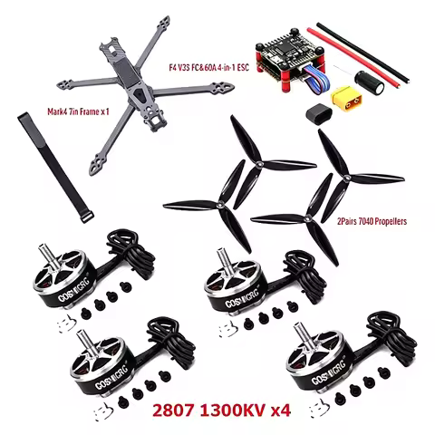 Mark4 Mark 4 7inch 295mm FPV Carbon Fiber Frame F4 V3S PLUS Stack BLS 60A ESC 2807 1300KV Brushless 