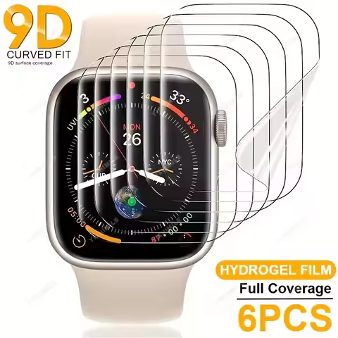 6Pcs Hydrogel Film For Apple Watch Series 11 10 7 8 9 4 5 6 SE Anti-spy Screen Protector For iWatch 