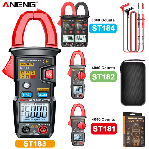 ANENG ST183/ST182/ST184 6000 Counts Digital Clamp Multimeter Meter True RMS AC/DC Voltage Current Te