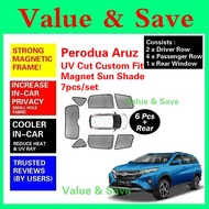 Perodua Aruz Magnet SunShade UV Cut Custom Fit Magnetic Sun Shade (6pcs / 7pcs) Accessories Sun Shie
