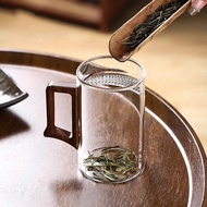 Tea Cup with Lid and Handle Tea Water Separation Personal Office Water Glass Crescent Style Cup Offi