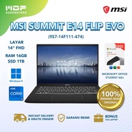 LAPTOP MSI SUMMIT E14 FLIP EVO : CORE I 7-1360P/16GB/1TB/14" TOUCH/INTEL IRIS XE/WIN 11 HOME + OHS21