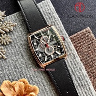 [Original] Alain Delon AD473-1532C Chronograph Men's Watch with Black Dial Black Genuine Leather | O