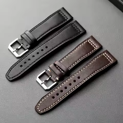 Handmade top layer cowhide strap, 20MM 21MM 22MM, brown black soft men's leather strap, suitable for
