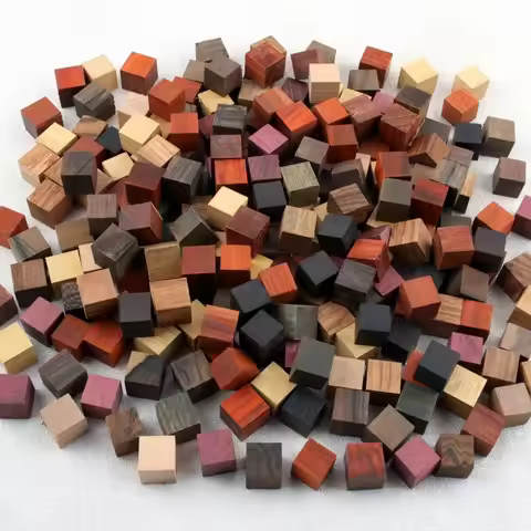 150pcs 1x1x1cm A Variety Of Wood Mixed Small Squares Handmade DIY Wood Art Style Wood Art Shape Rand