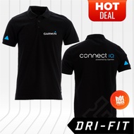 Dri Fit Polo NEW Connect IQ powered by Garmin Logo Running Hiking T-Shirt Tee 100% Microfiber 160GSM