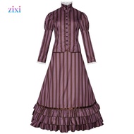 Corpse Bride Cosplay Striped Dress - Perfect for Halloween & Stage Performances