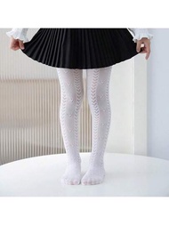 夏季女孩網眼緊身褲 公主白色透氣中空可愛長襪 供兒童使用