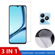 3 in 1 Realme Note 50 Tempered Glass For Realme C67 5G C55 C51 C35 C33 C21 C21Y C21A Screen Protector Lens protector And Carbon Fiber Back Film
