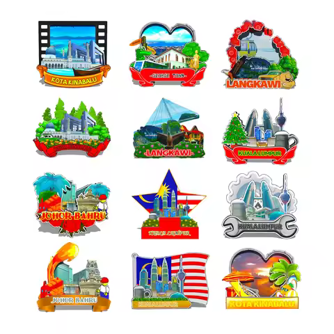 Decorative Magnets for Kota Kinabalu Johor Bahru Kuala Lumpur Langkawi George Malaysia City Landmark