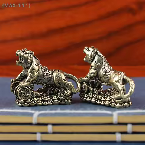 【F2-MAX111】Brass Tiger Desktop Decoration Living Room Tea Table Sculpture - Metal Craft Home Decor C