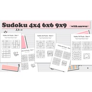 [P057] 26 pages Sudoku 4x4 6x6 9x9 （with answer） Worksheet for Pre-school PDF version 数独 4x4 6x6 9x9