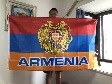 SKY FLAG Armenia National Emblem Flag 90*150CM Polyester Hanging Armenia National Emblem Flag / Arme