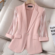 Women s Blazer 2023 Summer New Korean One Button Short Casual ThreeQuarter Sleeve Suit Jacket Women