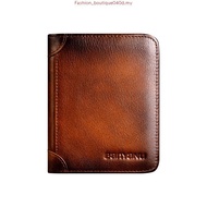 Dompet Kulit Lelaki 100% Cow Genuine Leather Purse Original Travel Small Anti RFID Card Holder Walle