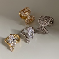 European American Micro-Inlaid Zircon Full Diamond Pig Nose Open Ring