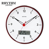 RHYTHM - 日本麗聲 新款掛鐘 CFG730NR02 修改印刷玻璃鐘面 LCD日曆 靜音掛鐘