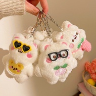 Cute Cartoon Plush Blush Bunny Bear Doll Keychain Pendant Student Women Bag Decorative Pendant Coupl