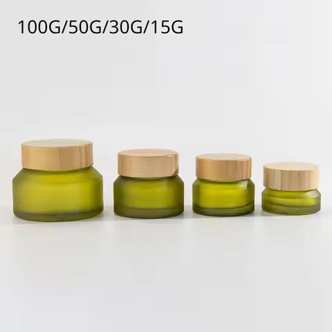 105pcs 50g Olive green matte green glass bottle 15g/30g/100g empty cosmetic container for face and e