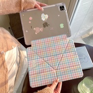 [Good Luck] Cute Plaid Bear iPad 11 Tablet Protective Case 10th Generation Plaid air6 Japan Korea mi