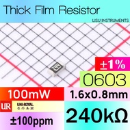 240k 0603 ±1% 100mW 75V ±100ppm/ C Thick Film Resistors 240k 244 0603WAF2403T5E UNI-ROYAL