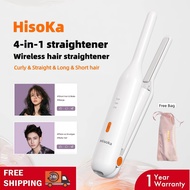 【Free Bag】HIsoka Hair Straightener for Short Hair Unisex Men 2 in 1  Hair Curler Flat Iron Ceramic C