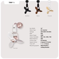 DEKA FIERO TINY 16" Designer Wall Fan 7+TURBO Speed Remote Control Ceiling/Wall Mounted Ceiling Fan 