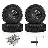 Black Brass 1.0" Beadlock Wheel Rims -2.65mm With Tire For 1/24 1/18 RC Crawler Car TRX4M SCX24 FCX2