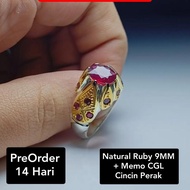 PRE ORDER CINCIN PERAK + BATU NATURAL RUBY MEMO CGL (UNTUK PRIA) Y3