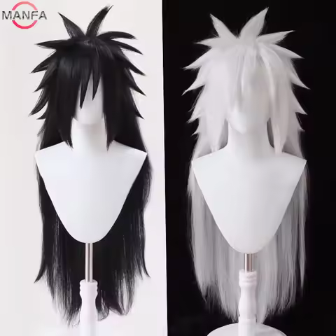Uchiha Madara Cosplay Wigs Long Heat Resistant Synthetic Hair Game Anime Wigs + Wig Cap