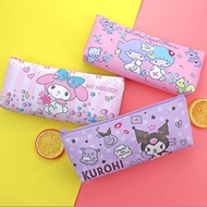 Cute Sanrio Canvas Zipper Pencil Cases Lovely mymelody Kuromi Cinnamoroll Pen Bags School Supplies kids Stationery gift