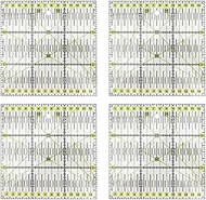 4PCS Quilting Ruler, Acrylic Sewing Cutting Ruler with Double Colored Grid Lines, Transparent Measur