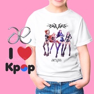 Aespa T-shirt Girl tshirt Cotton Kpop korean girls band custom winter dance unisex baju budak kid sh
