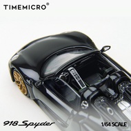 TM1: 64 Porsche Simulation 918Spyder Collection Ornaments Black Alloy Car Model