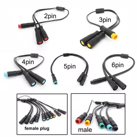 M8 Y Splitter E-bike 40cm Cable 2Pin 3Pin 4Pin 5Pin 6Pin 1 Male to 2 Female Electric Bicycle Plug fo