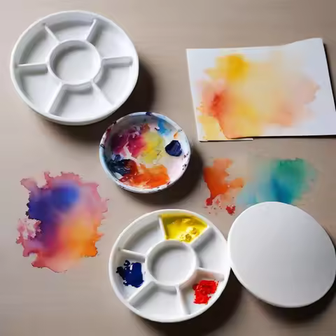 7-well Imitation Porcelain Plastics Palette Easy To Clean Resistant To Falling for Watercolor Gouach