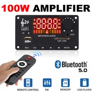 100W Amplifier MP3 Decoder Board Bluetooth5.0 Car MP3 Player USB Recording Module FM AUX Radio For Speaker Handsfree