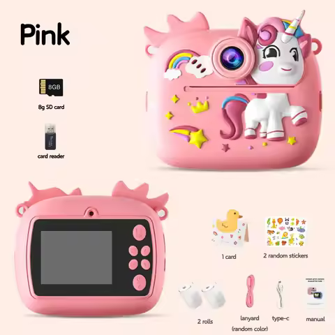 Cute Kids Gift Instant Print Camera for Kids Blue Purple Pink Printing Camera with Photo Paper Inclu