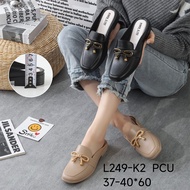 Women's Rubber Sandals with Gold Ribbon Pattern / L249-K2, 3cm high