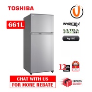 【EXPRESS DELIVERY】Toshiba 2-Doors Inverter Refrigerator (661L) GR-A66M(S) FRIDGE PETI SEJUK PETI AIS