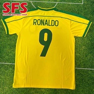 【SFS】 Top Quality Retro 1998 Brazil RONALDO No.9 Soccer Football Jersey T-shirt Sports Jerseys Fans 